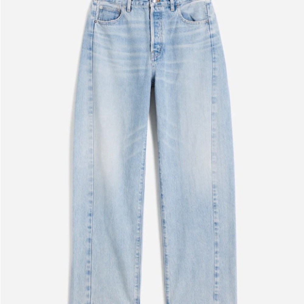Curvy Pieced Barrel-Leg Jeans